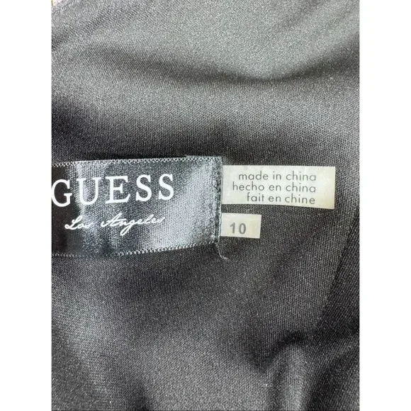 Guess Sequin Off Shoulder Bodycon Sheer Sleeve Dress - Picture 11 of 12